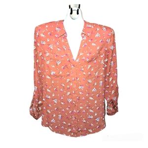 CANDIES Orange Floral Button Blouse